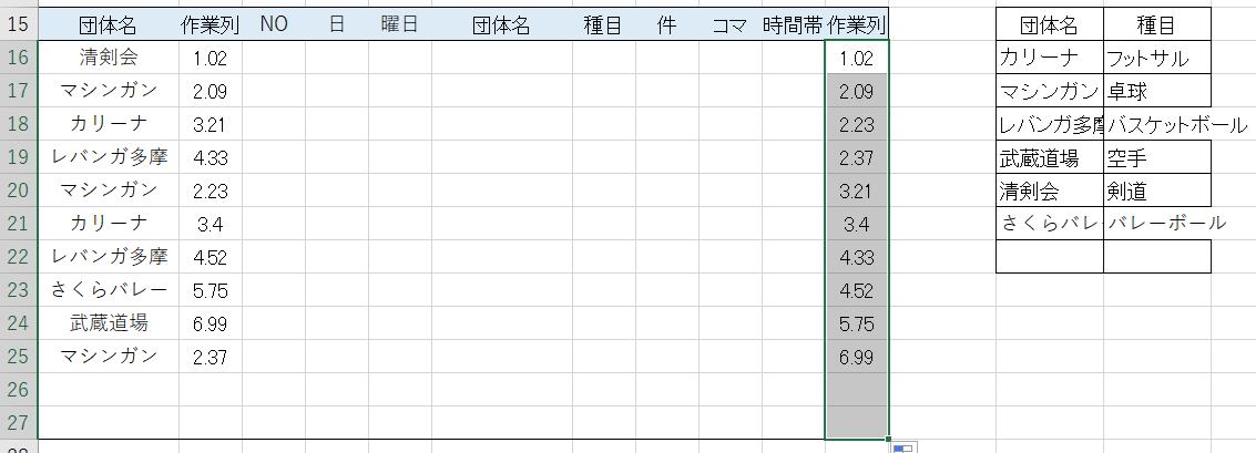 右の作業列に関数入力