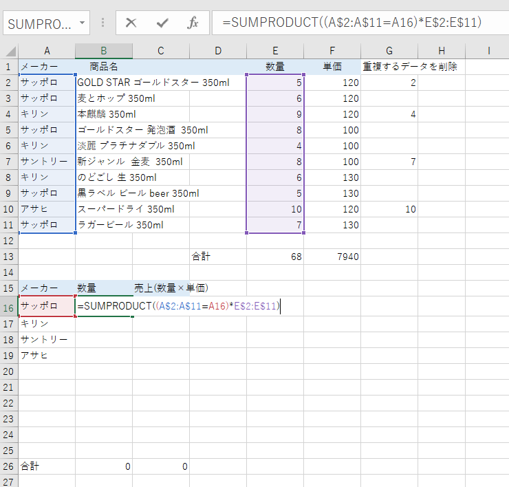 EXCEL表形式のデータ